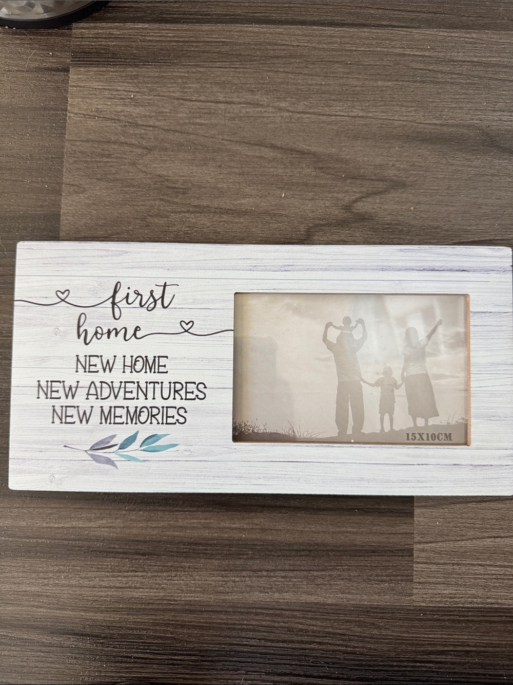 "First Home" White Wood Photo Frame - New Home Memories